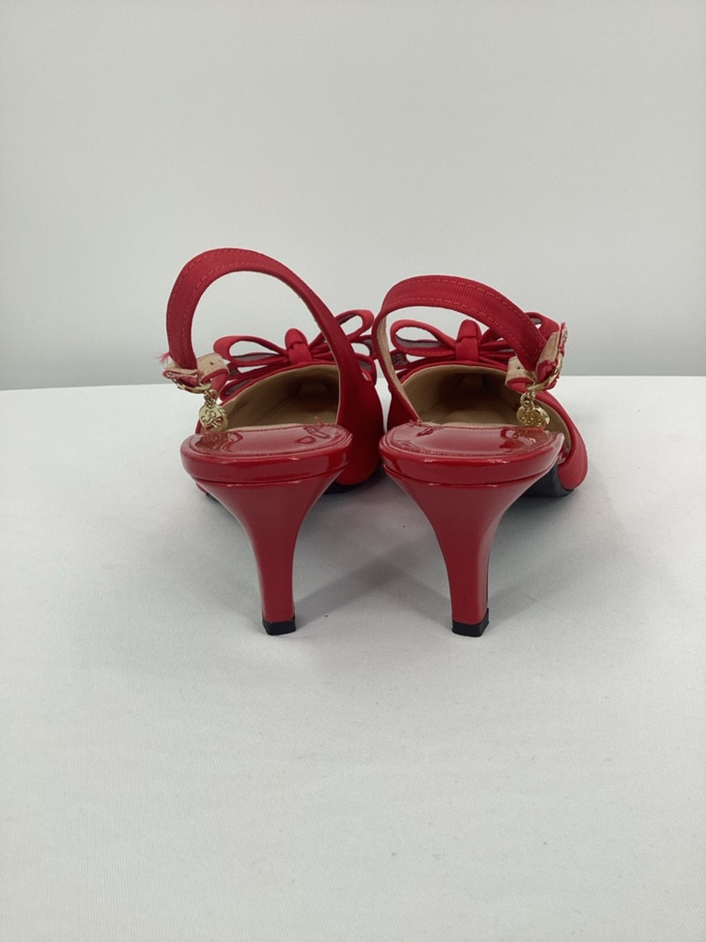 J.Renee Red Patent Pointed-Toe Slingback Pumps with Bow Accent - Picture 4 of 10